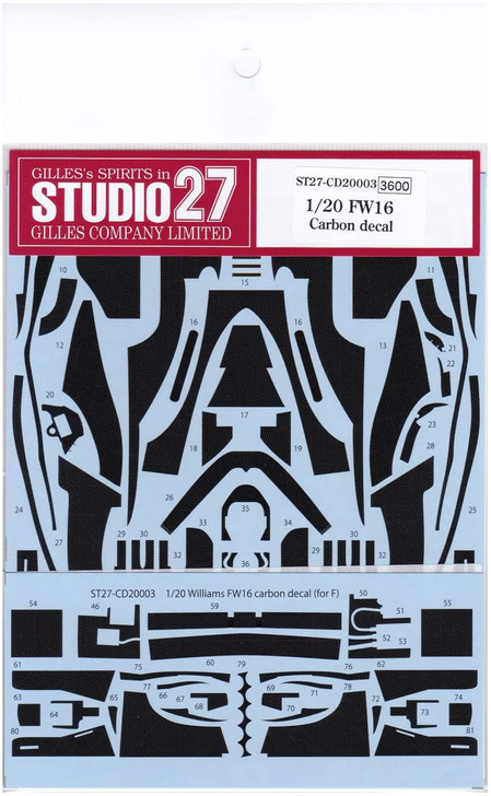 Studio27 ST27-CD20003 FW16 Carbon Decal for Fujimi 1/20