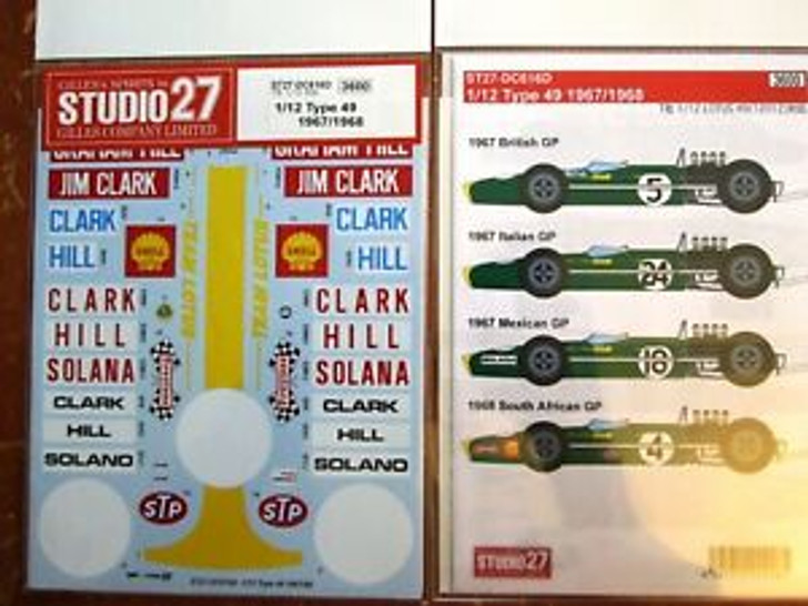 Studio27 ST27-DC616D Lotus 49 1967/1968 Decal for Tamiya 1/12