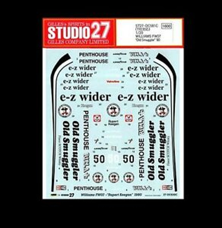 Studio27 ST27-DC581C Williams FW07 'Old Smuggler' Decal for Tamiya 1/20