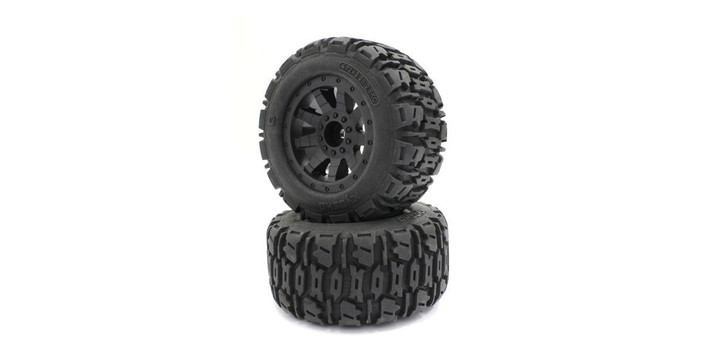 Kyosho NTTH001BK Premaunted Tire (Nitro Tracker/Black/2pcs)