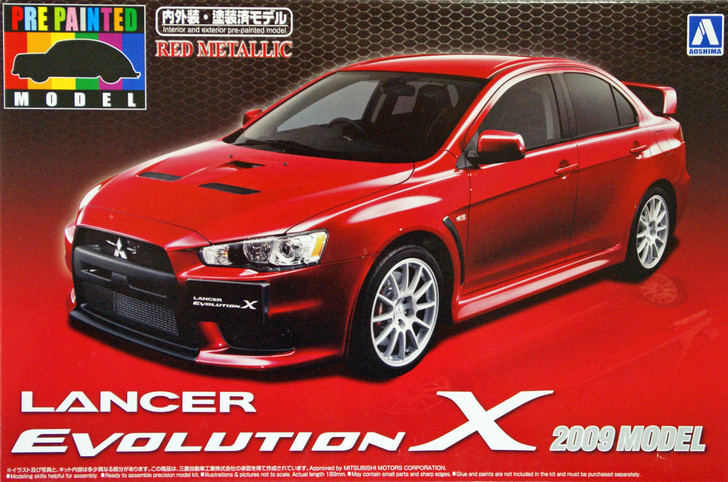 Aoshima 08027 Mitsubishi Lancer Evolution X 2009 Model Red Metallic 1/24 Scale Kit (Pre-painted Model) (4905083008027)