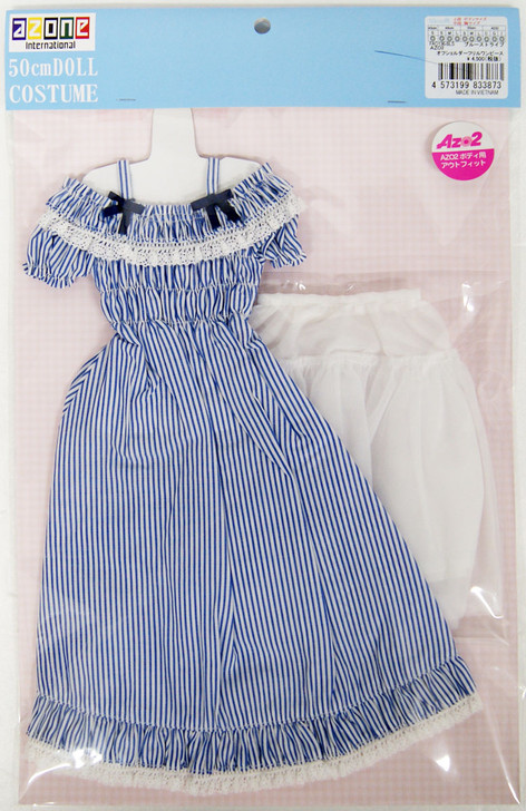 Azone FAO136-BLS AZO2 Off Shoulder Frill One-piece (Blue Stripe)