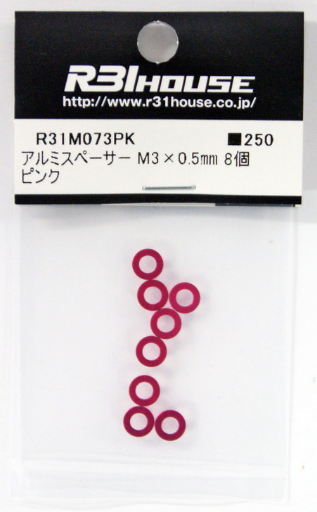 R31HOUSE R31M073PK Aluminum Spacer M3x0.5 mm (Pink/ 8 pcs)