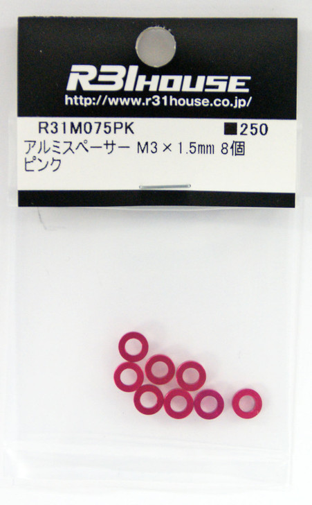 R31HOUSE R31M075PK Aluminum Spacer M3x1.5 mm (Pink/ 8 pcs)