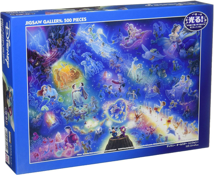 Tenyo Japan Jigsaw Puzzle D500-351 Glow in the Dark Disney All Star Symphony (500 Pieces)