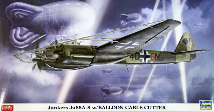 Hasegawa 01999 Junkers Ju88A-8 with Balloon Cable Cutter 1/72 Scale Kit (4967834019997)
