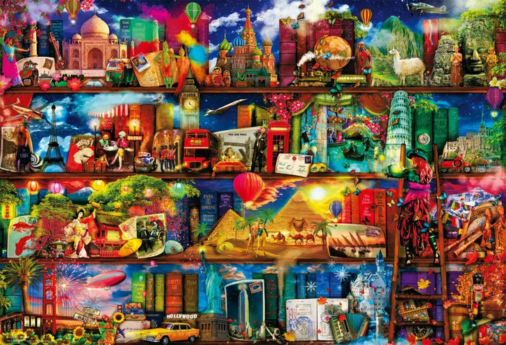 Beverly Jigsaw Puzzle 31-468 World Travel Bookshelf Aimee Stewart (1000 Pieces)