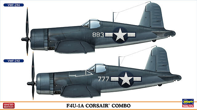 Hasegawa 02032 US Navy F4U-1A Corsair Combo (2 plane set) 1/72 Scale Kit (4967834020320)