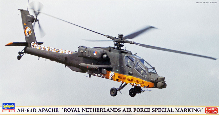 Hasegawa 07336 AH-64D Apache Helicopter Royal Netherlands Air Force 1/48 Scale Kit (4967834073364)