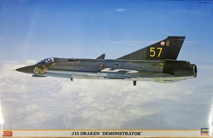 Hasegawa 07342 Swedish Air Force J35 Draken Demonstrator 1/48 Scale Kit (4967834073425)