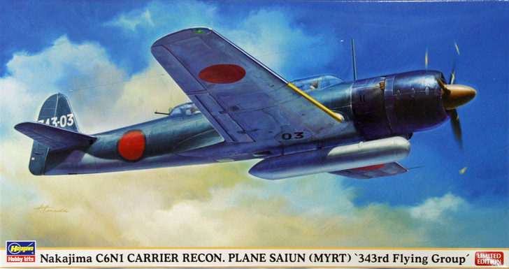 Hasegawa 07343 Nakajima C6N1 Carrier Recon Plane Saiun (MYRT) 1/48 Scale Kit (4967834073432)