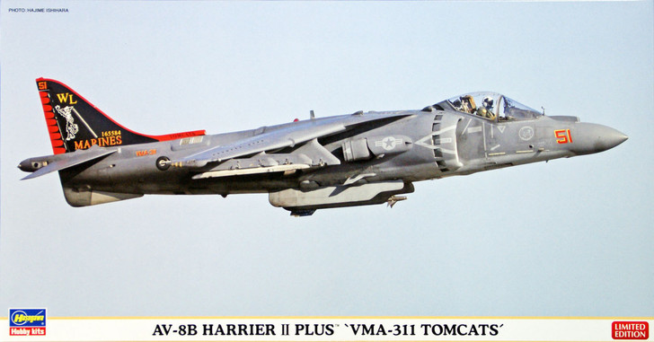 Hasegawa 07349 AV-8B Harrier II Plus VMA-311 Tomcats 1/48 Scale Kit (4967834073494)