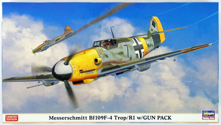 Hasegawa 09980 Messerschmitt Bf109F-4 Trop/R1 with Gun Pack 1/48 Scale Kit (4967834099807)