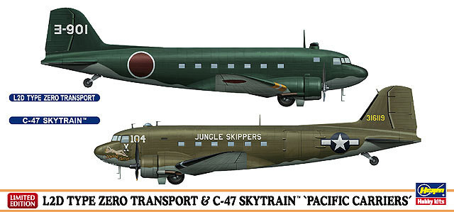 Hasegawa 10687 L2D TYPE ZERO TRANSPORT & C-47 SKYTRAIN 1/200 scale kit (4967834106871)