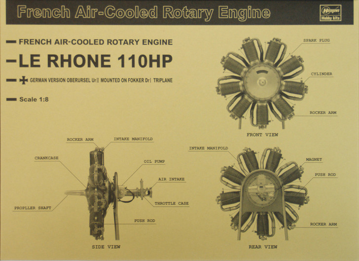 Hasegawa SP294 51994 French Rotary Engine LE RHOne 110HP 1/8 Scale Kit (4967834519947)