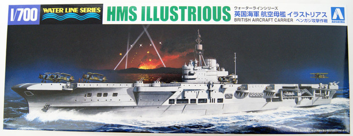 Aoshima Waterline 59418 Royal Navy Aircraft Carrier HMS Illustrious Attack on Benghazi 1/700 scale kit