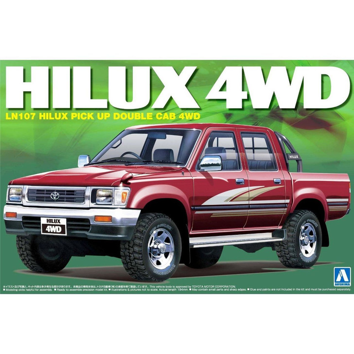 Aoshima 08218 LN107 HILUX PICK UP DOUBLE CAB 4WD 1/24 Scale Kit (4905083008218)
