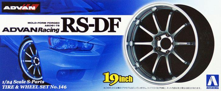 Aoshima 09017 Tire & Wheel Set No.146 ADVAN Racing RS-DF 19 inch 1/24 Scale Kit (4905083009017)