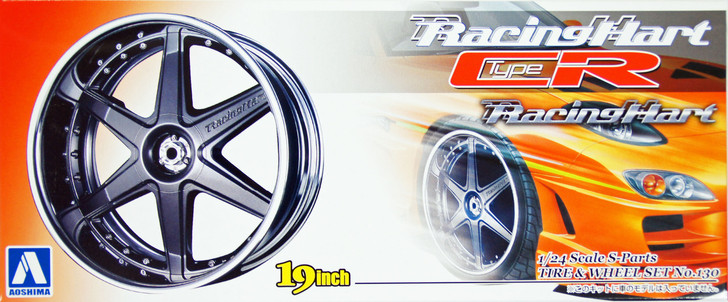 Aoshima 10044 Tire & Wheel Set No.130 Racing Hart Type CR 19 inch 1/24 Scale Kit (4905083010044)