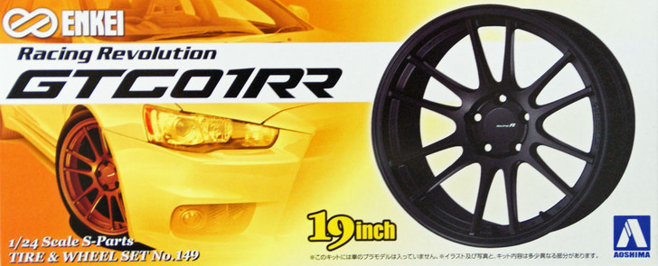 Aoshima 09048 Tire & Wheel Set No.149 ENKEI GTC01RR 19 inch 1/24 Scale Kit (4905083009048)
