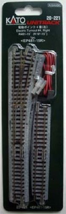 Kato 20-221 #4 Right Turnout with 481mm 15・ｾ・・ｽｺ Radius Curve (R19'-15・ｾ・・ｽｺ) (N scale)