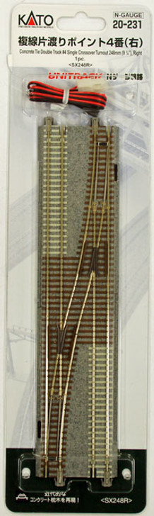 Kato 20-231 UNITRACK #4 Single Crossover Turnout 248mm (9 3/4') Right (N scale)