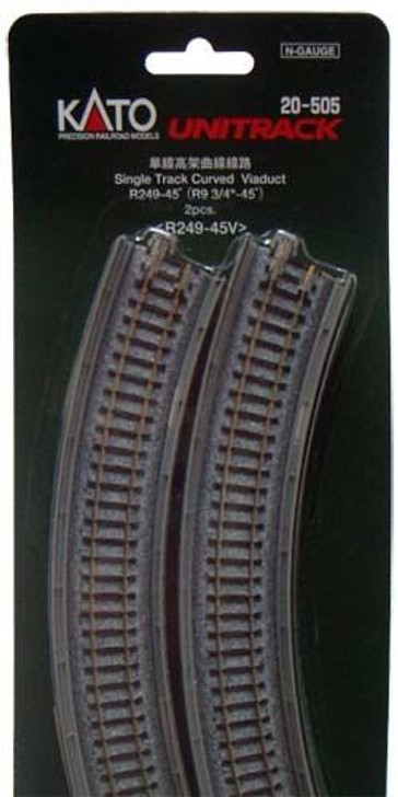 Kato 20-505 249mm(9 3/4') Single Viaduct Track R249-45V (N scale)