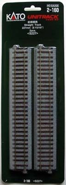 Kato 2-160 227mm (8 15/16') Straight Track S227  (2 pieces) (HO scale)