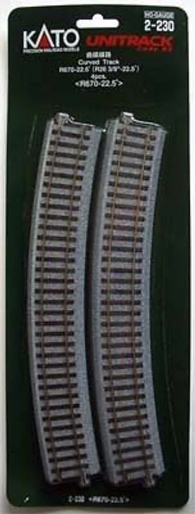 Kato 2-230 670mm (26 3/8') Radius 22.5・ｾ・・ｽｺ Curve Track R670-22.5 (4 pcs) (HO scale)