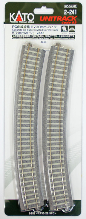 Kato 2-241 Concrete Tie 730mm 22.5・ｾ・・ｽｺ Curve Track R730-22.5PC (HO scale)