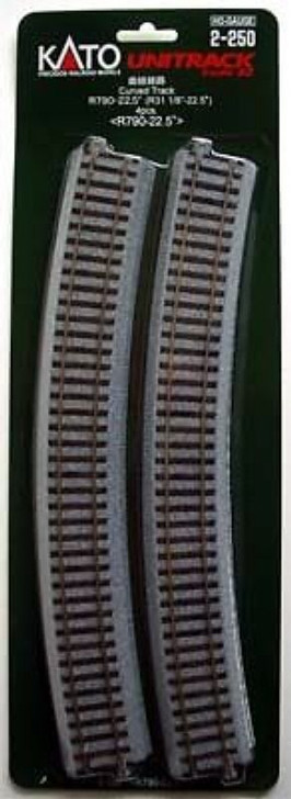 Kato 2-250 790mm (31 1/8') Radius 22.5ﾂｺ Curve Track R790-22.5 (4 pcs) (HO scale)