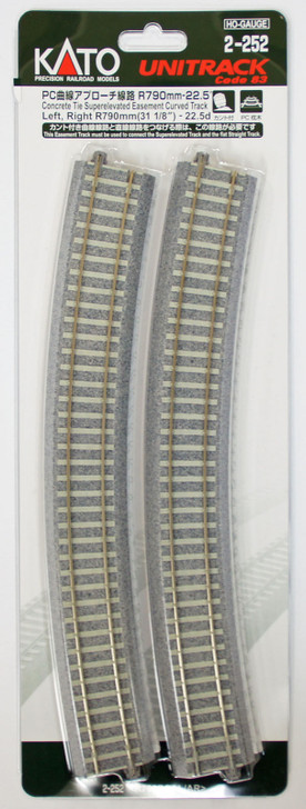 Kato 2-252 Concrete Tie Easement 790mm 22.5・ｾ・・ｽｺ Curve Track R790PCAL/AR (HO scale)