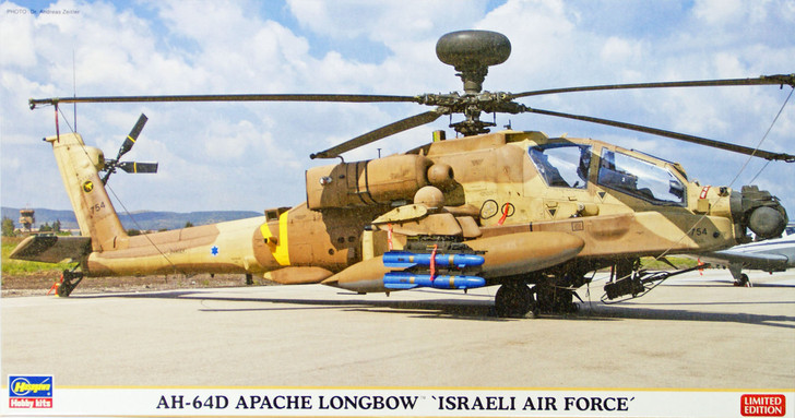 Hasegawa 07365 AH-64D Apache Longbow Israeli Air Force 1/48 Scale Kit (4967834073654)