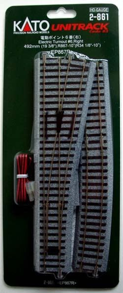 Kato 2-861 Powered Right Turnout #6 with Radius Curve EP867R (HO scale)