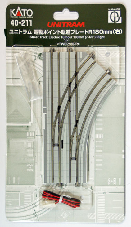 Kato 40-211 UNITRAM Street Track Electric Turnout 180mm (7 4/5') Right (N scale)