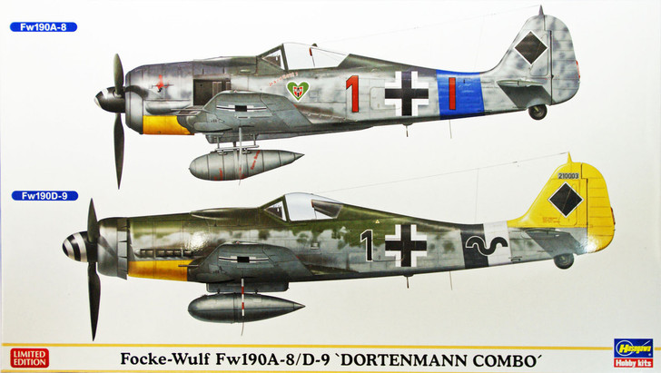 Hasegawa 02078 Focke-Wulf Fw190A-8/D-9 Dortenmann Combo (2 plane set) 1/72 Scale Kit (4967834020788)