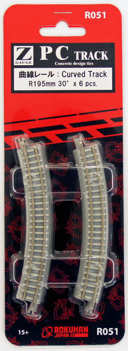 Rokuhan R051 R195mm 30・ｾ・・ｽｺ Curved Track 6 pcs. (1/220 Z Scale)