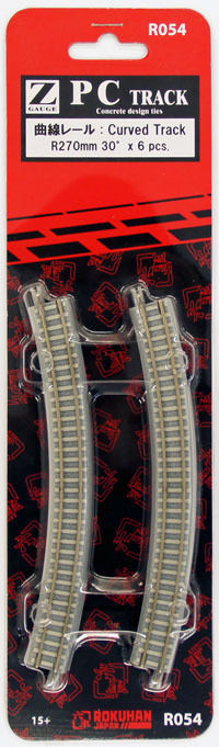 Rokuhan R054 R270mm 30・・ｻ・・・・ｽｽ・ｽｺ Curved Track 6 pcs. (1/220 Z Scale)