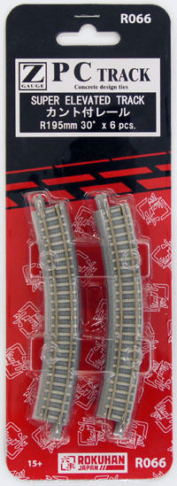 Rokuhan R066 R195mm 30・ｾ・・ｽｺ Curved Super Elevated Track 6 pcs. (1/220 Z Scale)