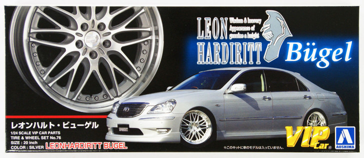 Aoshima 43042 Leon Hardiritt Bugel 20 inch Silver Wheel & Tire Set 1/24 Scale Kit (4905083043042)