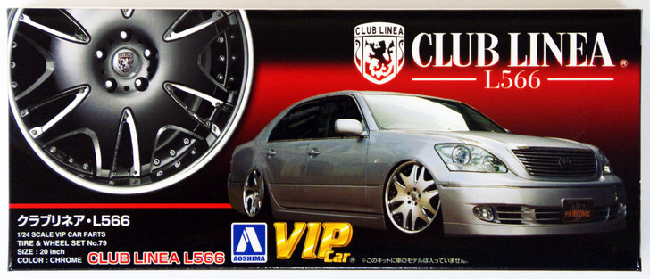 Aoshima 43073 CLUB LINEA L566 20 inch Wheel & Tire Set 1/24 Scale Kit (4905083043073)