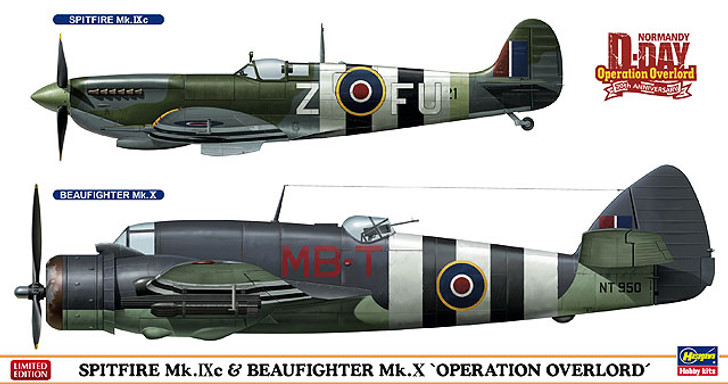 Hasegawa 02087 Spitfire Mk. IXc & Beaufighter Mk. X Operation Overlord 1/72 Scale Kit