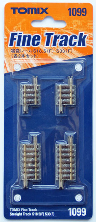 Tomix 1099 18.5mm & 33mm Straight Track S18.5(F) S33(F) (2 pcs. Each) (N scale)