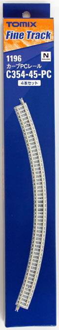 Tomix 1196 354mm Radius 45ﾃｧﾂｹﾂ・ﾃｯﾂｽﾂｻﾃｧﾂｹﾂｧﾃｦﾂ・ﾂ・ﾃｯﾂｽﾂｽﾂ・Eﾂｽﾃ｣ﾂ・ﾂｻﾂ・Eﾂｺ Curve Track C354-45-PC(F) (4 Pieces) (N scale)