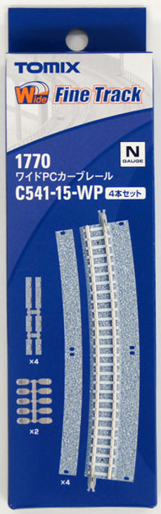 Tomix 1770 Wide PC 541mm Radius 15 Curve Track C541-15-WP(F) (4 pieces) (N  scale)