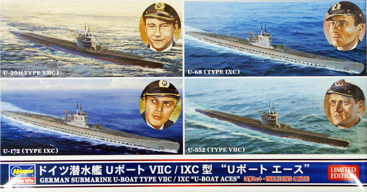 Hasegawa 30034 German Submarine U-Boat Type VIIC / IXC U-Boat Aces 1/700 Scale Kit (4967834300347)