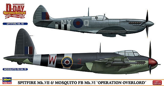 Hasegawa 02096 Spitfire Mk. VII & Mosquito FB Mk. VI Operation Overlord 1/72 Scale Kit (4967834020962)