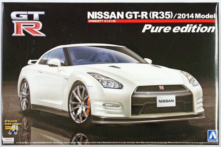 Aoshima 11324 Nissan GT-R (R35) with VR38DETT Engine 2014 Model Pure Edition 1/24 Scale Kit (4905083011324)