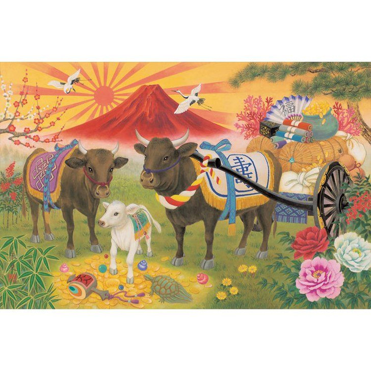 Epoch Jigsaw Puzzle Japanese Painting Good luck Zodiac 2021 Ox (1500 S-Pieces)