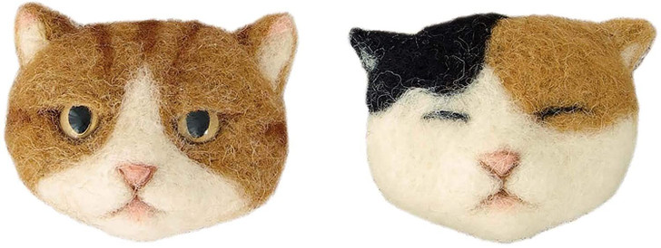 Hamanaka H441-560 Felt Wool Brooch Cat series Sleepy cat and Sulky cat Kit